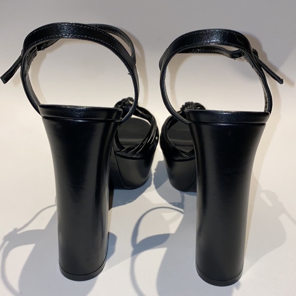 Gucci Italy  platform black leather sandals pumps heel buckle classic footwear - Picture 6 of 8